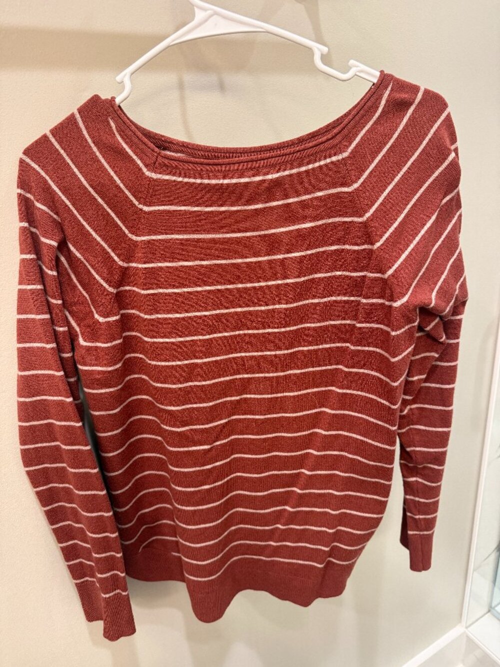 Orange and White Stripe Top Pink Clover Petite Large